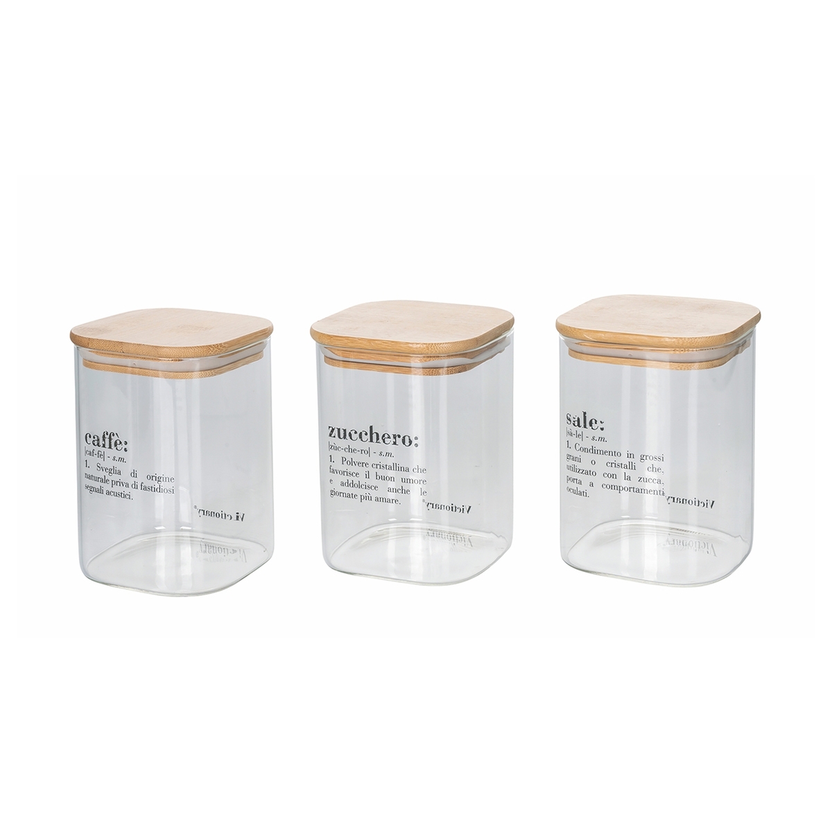ensemble de 3 bocaux en verre 10x14cm pour café, sucre et sel Victionary Promotion ensemble de 3 bocaux en verre 10x14cm pour café, sucre et sel Victionary Promotion