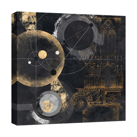 Toile imprimée abstraite noir et or Proporzione Arturo Armenti Promotion