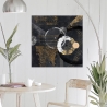 Tableau abstrait noir et or sur toile Canone Arturo Armenti Vente