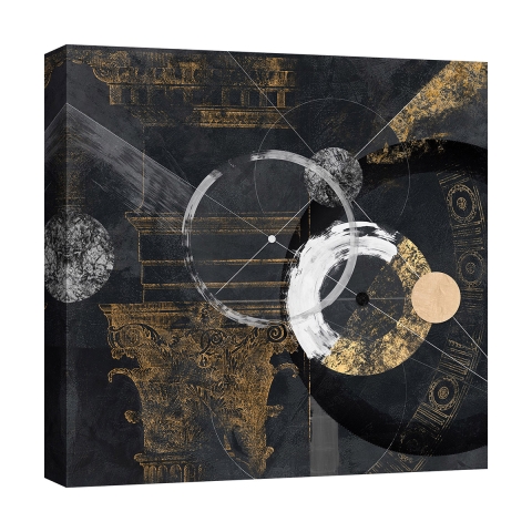 Tableau abstrait noir et or sur toile Canone Arturo Armenti Promotion