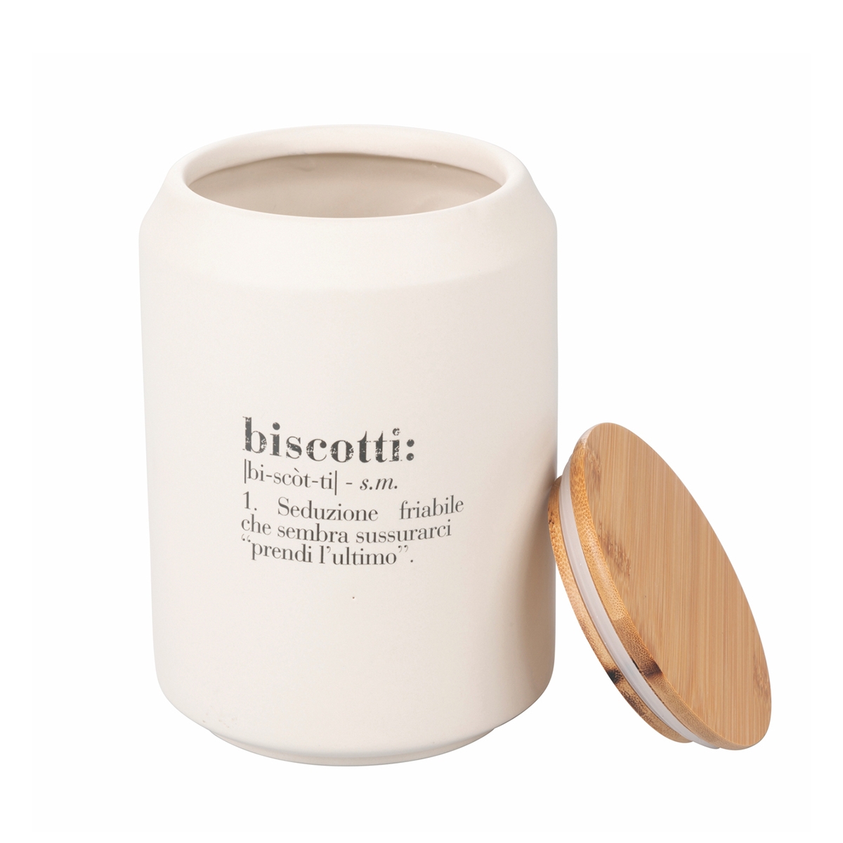 Biscottière en céramique avec couvercle bambou 12,5x18 Victionary Promotion Biscottière en céramique avec couvercle bambou 12,5x18 Victionary Promotion