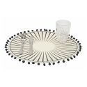 Ensemble de 6 sets de table ronds avec pompons design géométrique 38 cm Noir Promotion