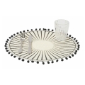 Ensemble de 6 sets de table ronds avec pompons design géométrique 38 cm Noir Promotion