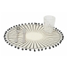 Ensemble de 6 sets de table ronds avec pompons design géométrique 38 cm Noir Promotion