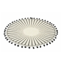 Ensemble de 6 sets de table ronds avec pompons design géométrique 38 cm Noir Offre