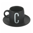 Ensemble de 6 tasses à café avec soucoupes en grès et support en acier Bigismore Offre