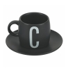 Ensemble de 6 tasses à café avec soucoupes en grès et support en acier Bigismore Offre