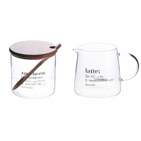 Ensemble pot à lait sucrier en verre avec cuillère et couvercle 320 ml Victionary Promotion
