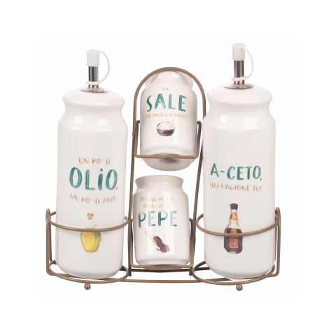 Ensemble de condiments de table huile vinaigre sel poivre épices Le Travisate Promotion