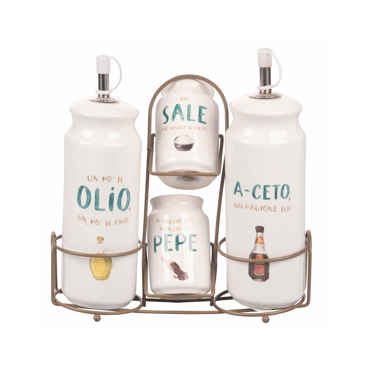 Ensemble de condiments de table huile vinaigre sel poivre épices Le Travisate Promotion Ensemble de condiments de table huile vinaigre sel poivre épices Le Travisate Promotion