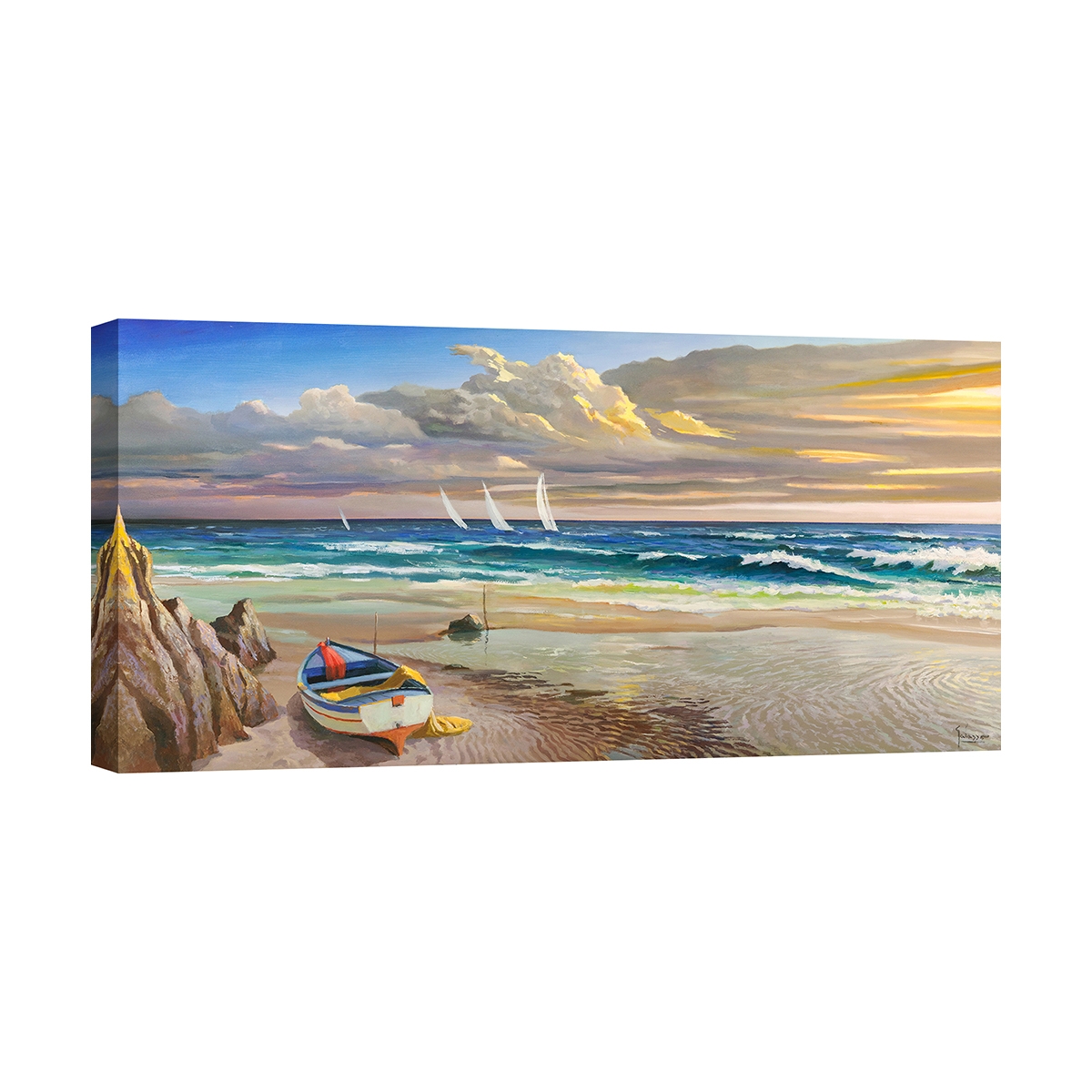 Tableau impression sur toile canvas Coucher de soleil sur la plage Adriano Galasso Promotion Tableau impression sur toile canvas Coucher de soleil sur la plage Adriano Galasso Promotion