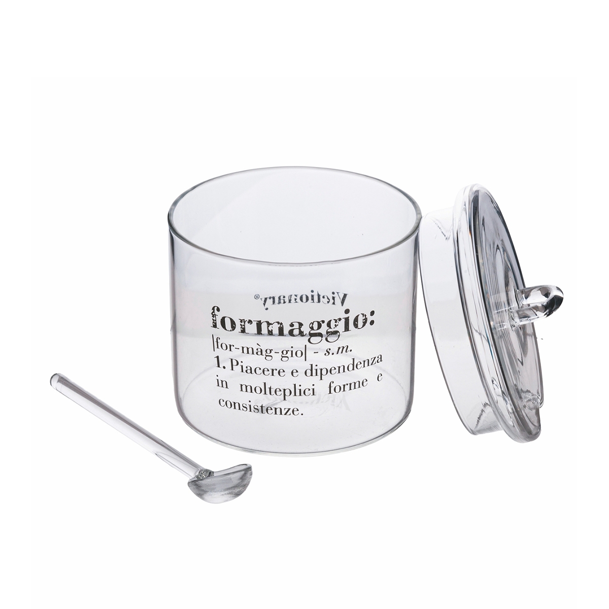 Présentoir à fromage avec couvercle et cuillère en verre transparent Victionary Promotion Présentoir à fromage avec couvercle et cuillère en verre transparent Victionary Promotion