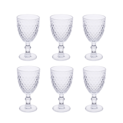 Ensemble de 6 verres transparents en verre travaillé design classique Madame Promotion