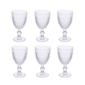 Ensemble de 6 verres transparents en verre travaillé design classique Madame Promotion