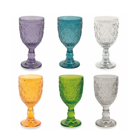 Ensemble de 6 verres en verre travaillé coloré design exotique Marrakech Promotion