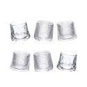 Ensemble de 6 verres à liqueur basculants décor rétro Vintage en verre. Promotion
