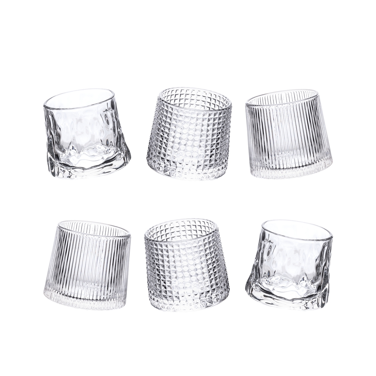 Ensemble de 6 verres à liqueur basculants décor rétro Vintage en verre. Promotion Ensemble de 6 verres à liqueur basculants décor rétro Vintage en verre. Promotion