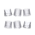 Ensemble de 6 verres à liqueur basculants décor rétro Vintage en verre. Promotion