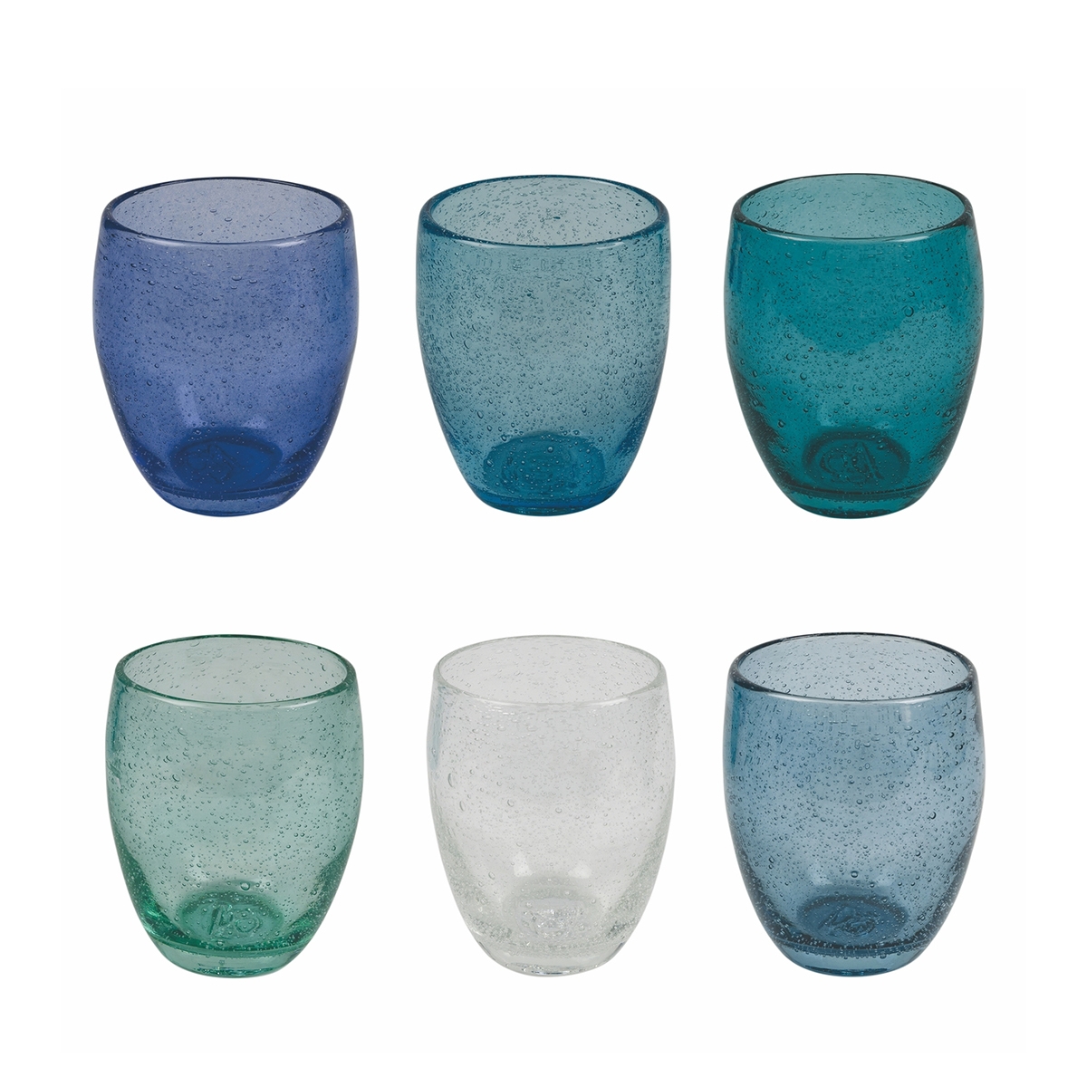 Ensemble de 6 verres à eau bleus en verre soufflé Acapulco Ocean Promotion