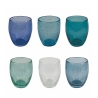 Ensemble de 6 verres à eau bleus en verre soufflé Acapulco Ocean Promotion