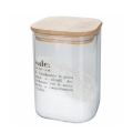 Pot en verre pour sel avec couvercle en bambou 10x10x14 Victionary Promotion