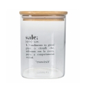 Pot en verre pour sel avec couvercle en bambou 10x10x14 Victionary Vente