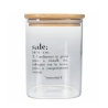 Pot en verre pour sel avec couvercle en bambou 10x10x14 Victionary Vente
