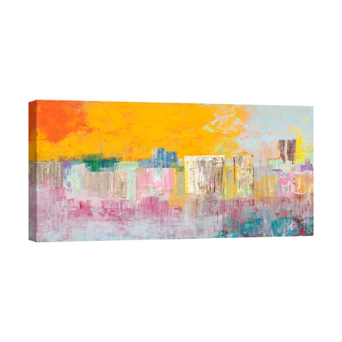 Impression sur toile tableau abstrait moderne Ville d'été Italo Corrado Promotion
