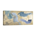 Impression sur toile tableau moderne abstrait Blue Waves on Gold Haru Ikeda Promotion