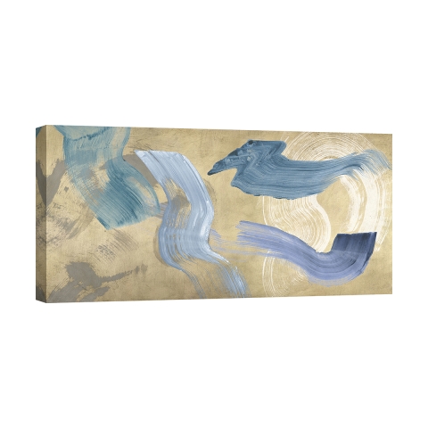 Impression sur toile tableau moderne abstrait Blue Waves on Gold Haru Ikeda Promotion