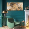 Tableau moderne abstrait or beige bleu Metallic Movements Haru Ikeda Vente