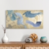 Impression sur toile tableau moderne abstrait Blue Waves on Gold Haru Ikeda Vente