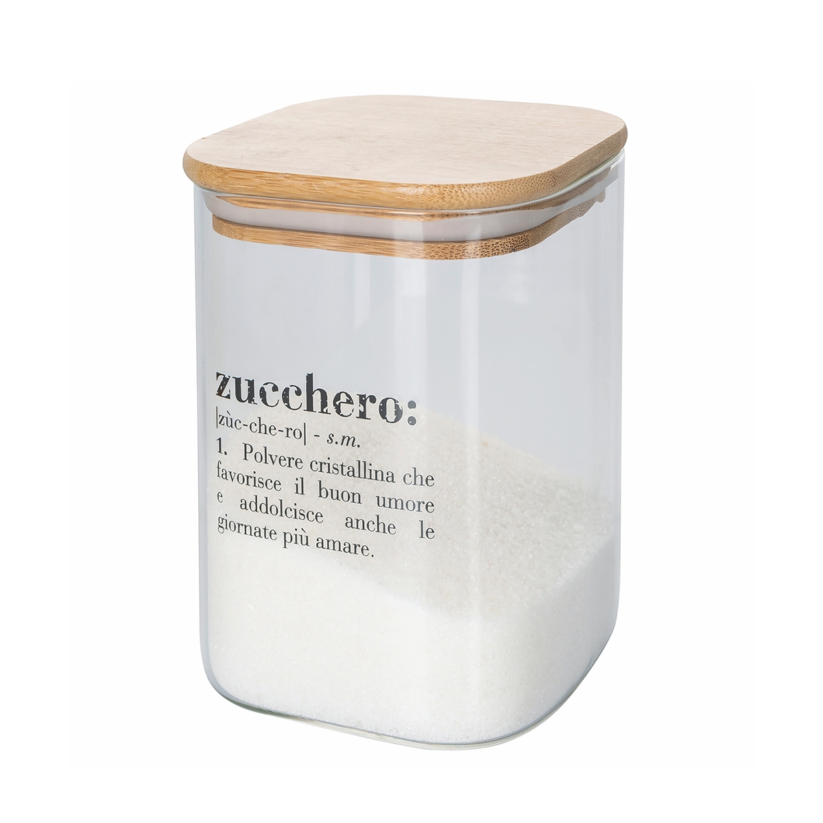 Bocal à sucre en verre avec couvercle en bambou 10x10x14 Victionary Promotion Bocal à sucre en verre avec couvercle en bambou 10x10x14 Victionary Promotion