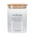 Bocal à sucre en verre avec couvercle en bambou 10x10x14 Victionary Remises