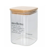 Bocal à sucre en verre avec couvercle en bambou 10x10x14 Victionary Catalogue