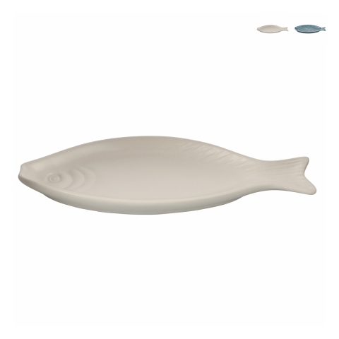 Plat ovale de service en céramique design marin 31x12,5 cm Kos Promotion