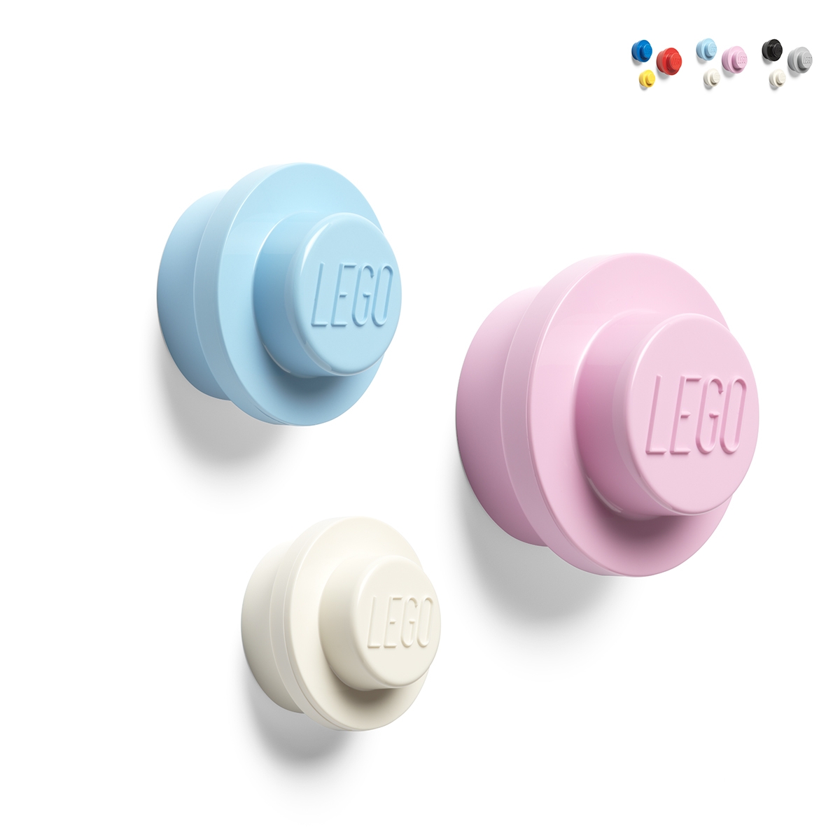 Set de 3 patères murales rondes colorées L-M-S LEGO Catalogue