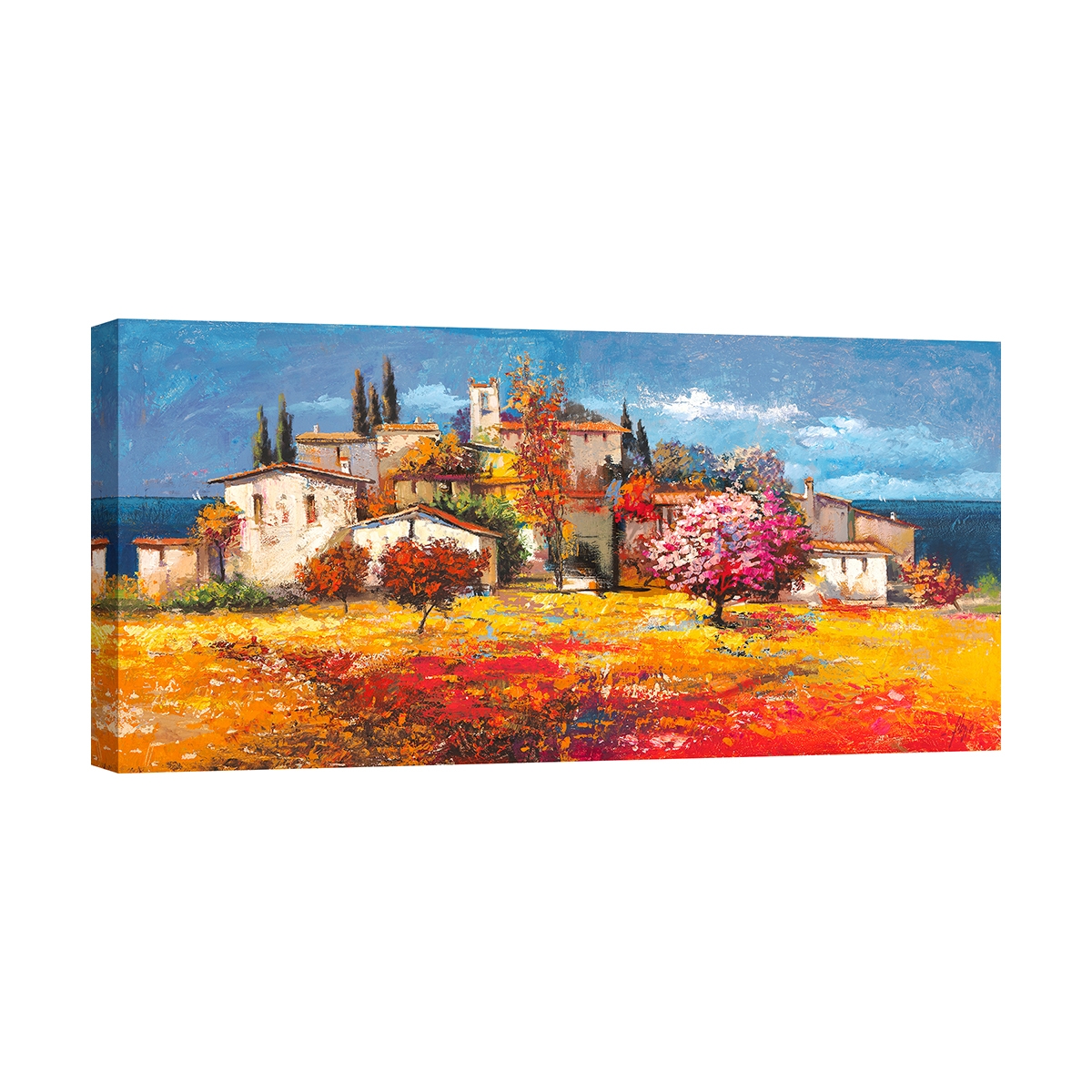 Impression sur toile paysage campagne Borgo sul mare Luigi Florio Promotion