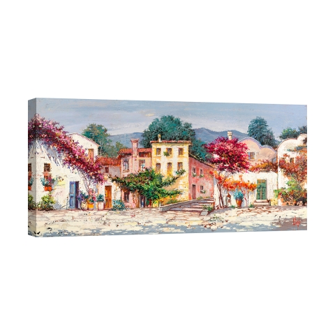 Impression sur toile paysage marin bateaux Pays méditerranéen Luigi Florio Promotion
