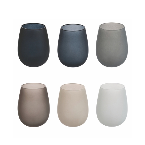 Ensemble de 6 verres à eau goutte 600 ml gris Happy Hour Stones Promotion