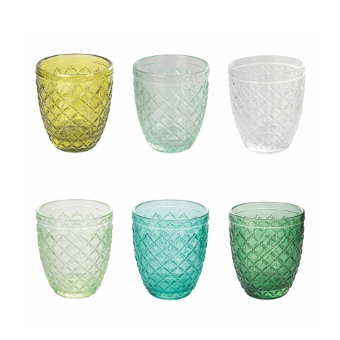 Set de 6 verres de table en verre vert transparent Castle Greenery Promotion