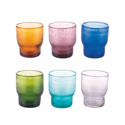 Set de 6 verres à eau en verre multicolore artisanaux Unico Daily Promotion