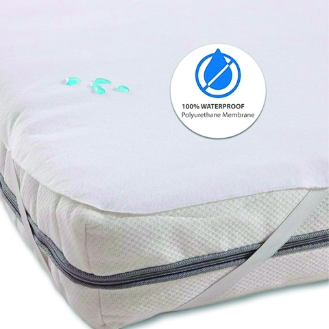 Protège-matelas imperméable pour lit simple 90x200 cm blanc Huston Promotion
