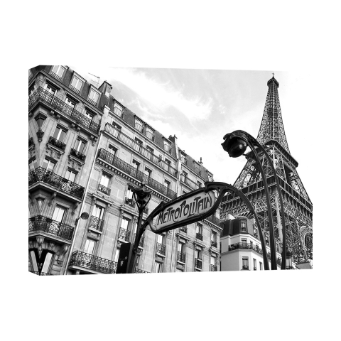 Impression d'art sur toile noir et blanc Metropolitain Paris Pangea Images Promotion
