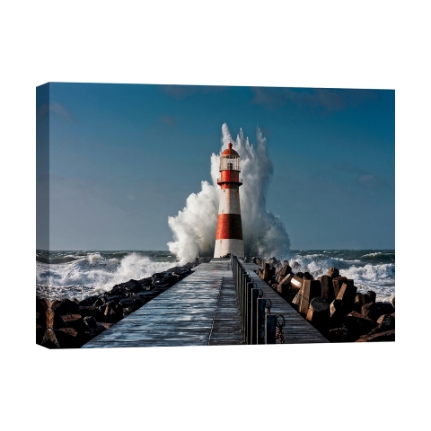 Tableau photo impression sur toile Lighthouse in the Mediterranean Sea Promotion