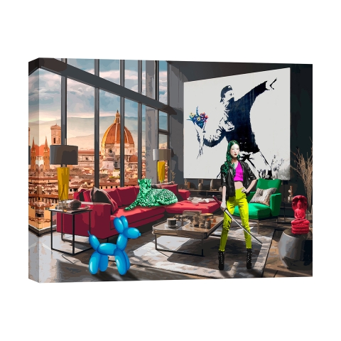 Tableau moderne imprimé pop art sur toile Surrealofts Firenze Gerard Madau Promotion
