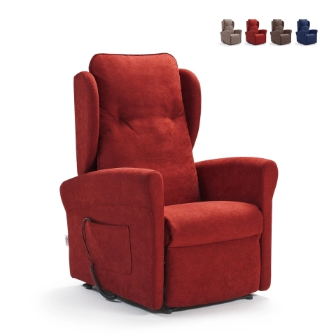 Fauteuil relax 2 moteurs en tissu avec système d'élévation et roues Omega Promotion