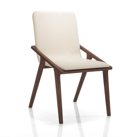 Ensemble de 2 chaises de salle à manger design moderne en bois et similicuir beige Hays Promotion