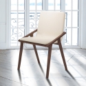 Ensemble de 2 chaises de salle à manger design moderne en bois et similicuir beige Hays Vente