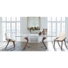 Ensemble de 2 chaises de salle à manger design moderne en bois et similicuir beige Hays Modèle